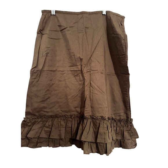 Brown Ruffled Hem A-Line Skirt By Old Navy 100% Cotton Size 8 Lightweight & Comf - Picture 1 of 7
